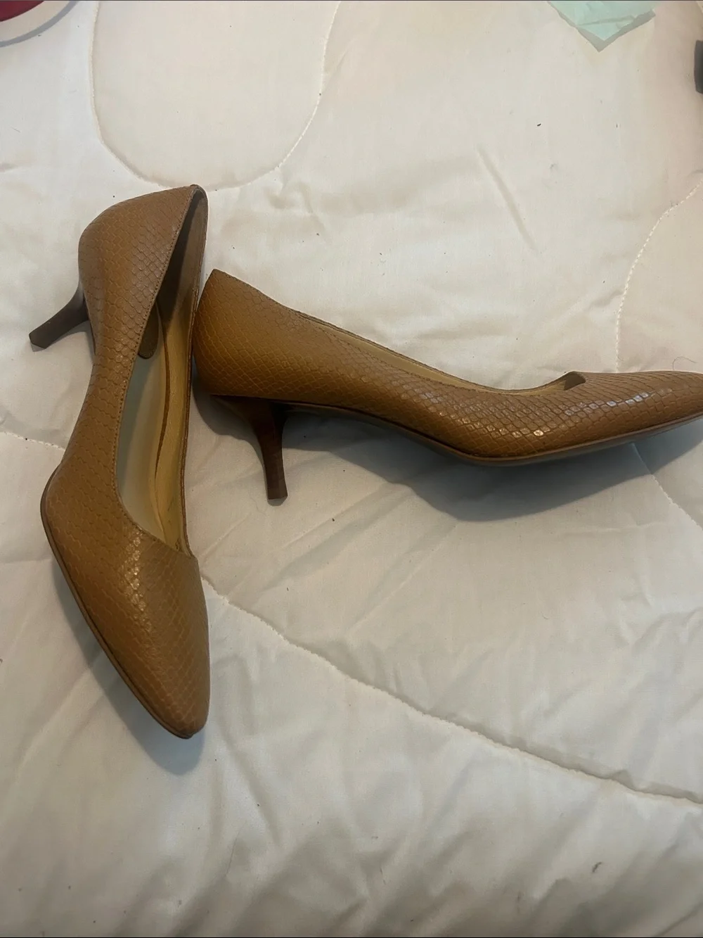 Cole Haan Women's Tan Textured Pointed-Toe Pumps